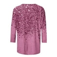 thumbnail image 5 of Homenesgenics Womens Tops under $5 Women's Printed Round Neck Pullover Long Sleeved Casual Tops for Women Sequined Plus Size Tunic Tops Womens Tops under $10, 5 of 5