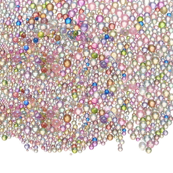 Uxcell Iridescent Glass Tiny Bubble Beads, 0.4-3mm 10g No Hole Micro Mini Round Multicolor Water Droplets Beads