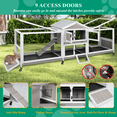 thumbnail image 4 of PETSCOSSET Rabbit Hutch Indoor Outdoor 2 Story Large Bunny Hutch with Run Guinea Pig Cage Wooden Rabbit Cage with Removable 4 Pull Out Trays Pet House for Multi-Pet, 4 of 7