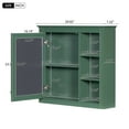 thumbnail image 6 of Gzxs Wall Mounted Storage Medicine Cabinet with Mirror, Hanging Bathroom Wall Cabinet Organizer with 1 Adjustable Interior Shelf and 3 Open Compartments, 30 x 28 Inch, Green, 6 of 9