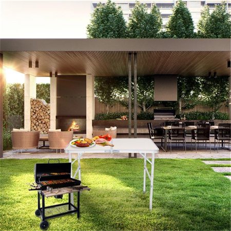 Kitsin Aluminum Alloy Folding Table in Home Use White Foldable Table 90 x 60 x 70cm