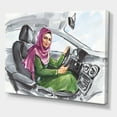 thumbnail image 3 of Arabian Lady Driving A Car II 40 in x 30 in Painting Canvas Art Print, by Designart, 3 of 4