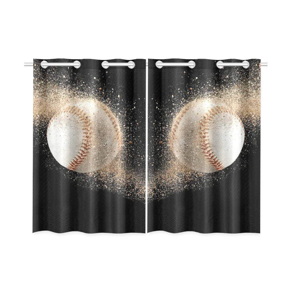 CADecor Cool Sports Window Kitchen Curtain, Baseball Window Treatment