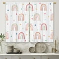 thumbnail image 4 of Pink Boho Rainbow Kitchen Curtains Cute Small Short Cafe Window Curtains Polka Dot Child Kids Lovely Colorful Rod Pocket Bathroom Window Drapes Treatment Tier Curtains 2 Panels (27.5x36 Inch), 4 of 6