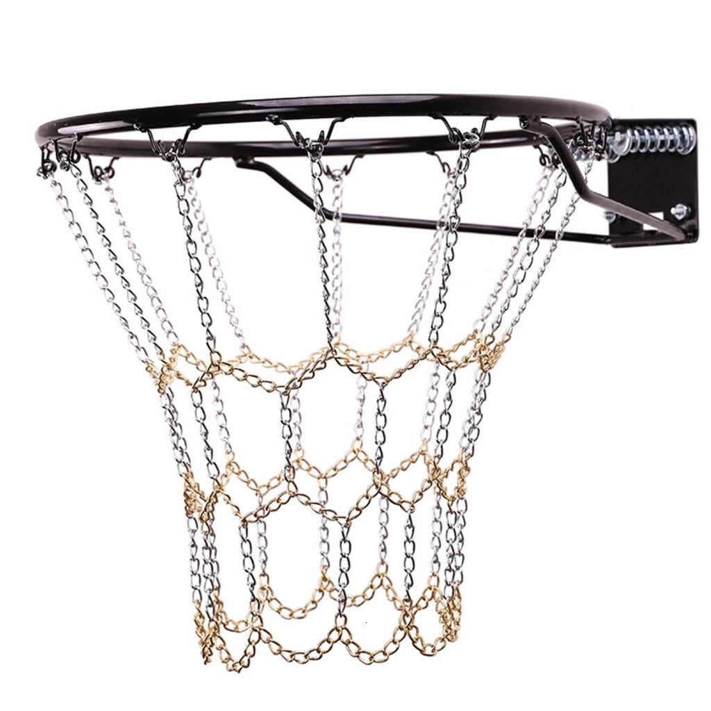 Yihuala Braided Metal Chain Basketball Net Outdoor Goal Basketball Net Replacement Outdoor Goal Training Basketball Net