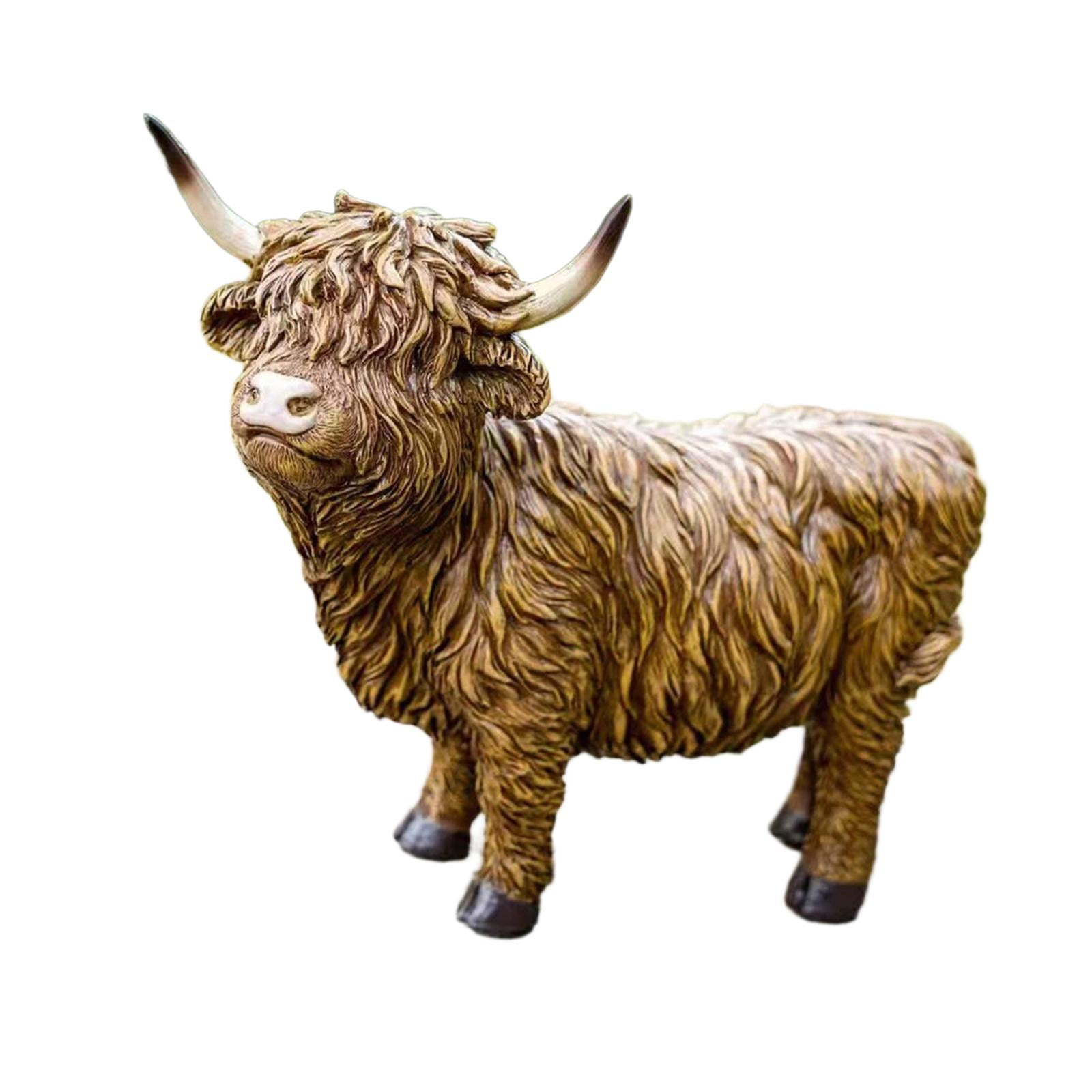 Highland Cow Figurine Animal Sculpture Garden Statue Resin Material for Home Office Bedroom Decor