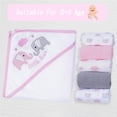 thumbnail image 4 of Softan Baby Hooded Bath Towel and Washcloths, Extra Soft and Ultra Absorbent, 6 Pack Gift for Newborn and Infants, Pink Elephant, 4 of 6