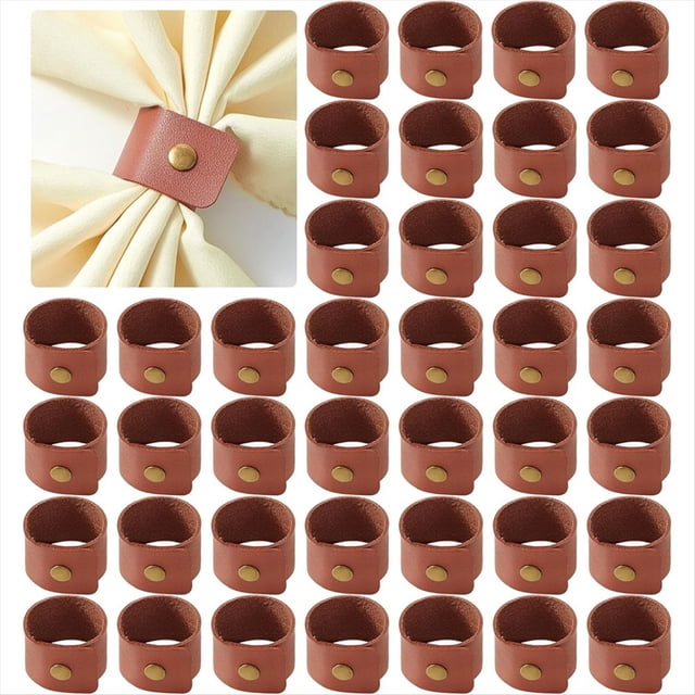 40 Servilleteros de Sintético, Estilo Rústico Vintage Marrón, para Decoración de Mesas de Banquetes, Bodas, Fiestas y Cumpleaños.