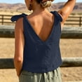 thumbnail image 6 of yoeyez Linen Tank Tops for Women Summer V Neck Sleeveless Tops Cute Tie Shoulder Bow Lightweight Fashion Beach Blouse Navy,L, 6 of 6