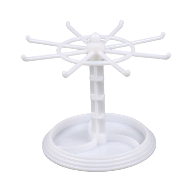 Organizador de joyas Colgador con bandeja Rotación Soporte de joyería Organizador de collar Soporte de joyería para lazos para el cabello Colgantes de diadema Baño de tocador Corto Blanco SM SunniMix Organizador de joyas