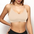 thumbnail image 4 of IQOGKRN Women's Clear Strap Bra Wireless Invisible Low Back Unpadded Bra with Convertible Straps Khaki L, 4 of 5