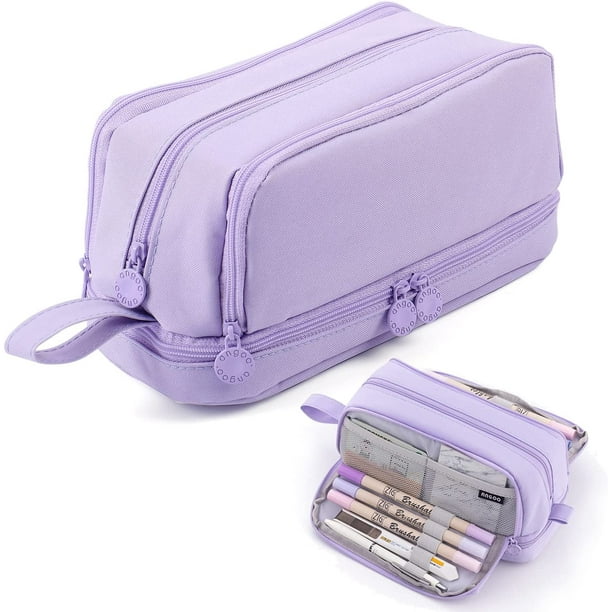 MAMUNU Estuche para lápices de gran capacidad con 4 compartimentos, bolsa para lápices con cremallera y asa portátil, estuche para bolígrafos, organizador de papelería para oficina, universidad,