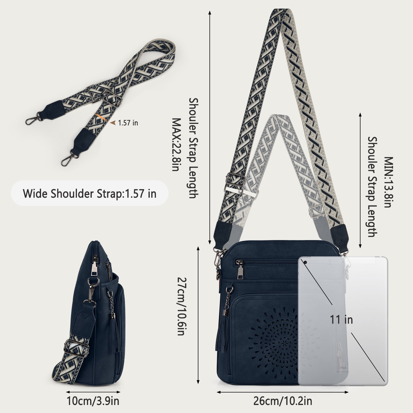 RAINSMORE Crossbody Bags for Women Leather Crossbody Purse Designer Womens Shoulder Handbags Trendy Cross Body Purse,Blue