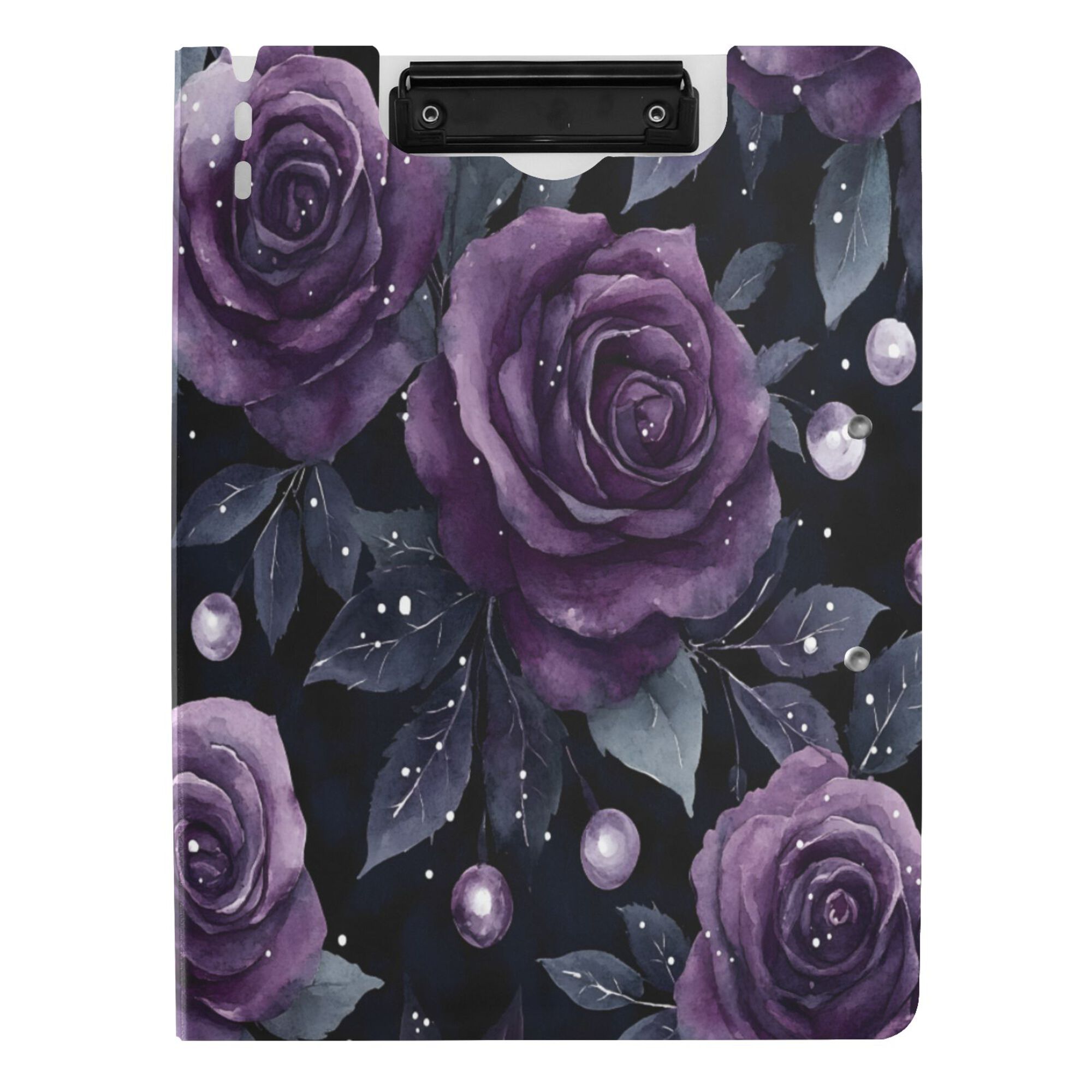 FORMRS A4 Clipboard Folder with Pen Holder Horizontal Foldable School Office Binder, Roses and Pearls