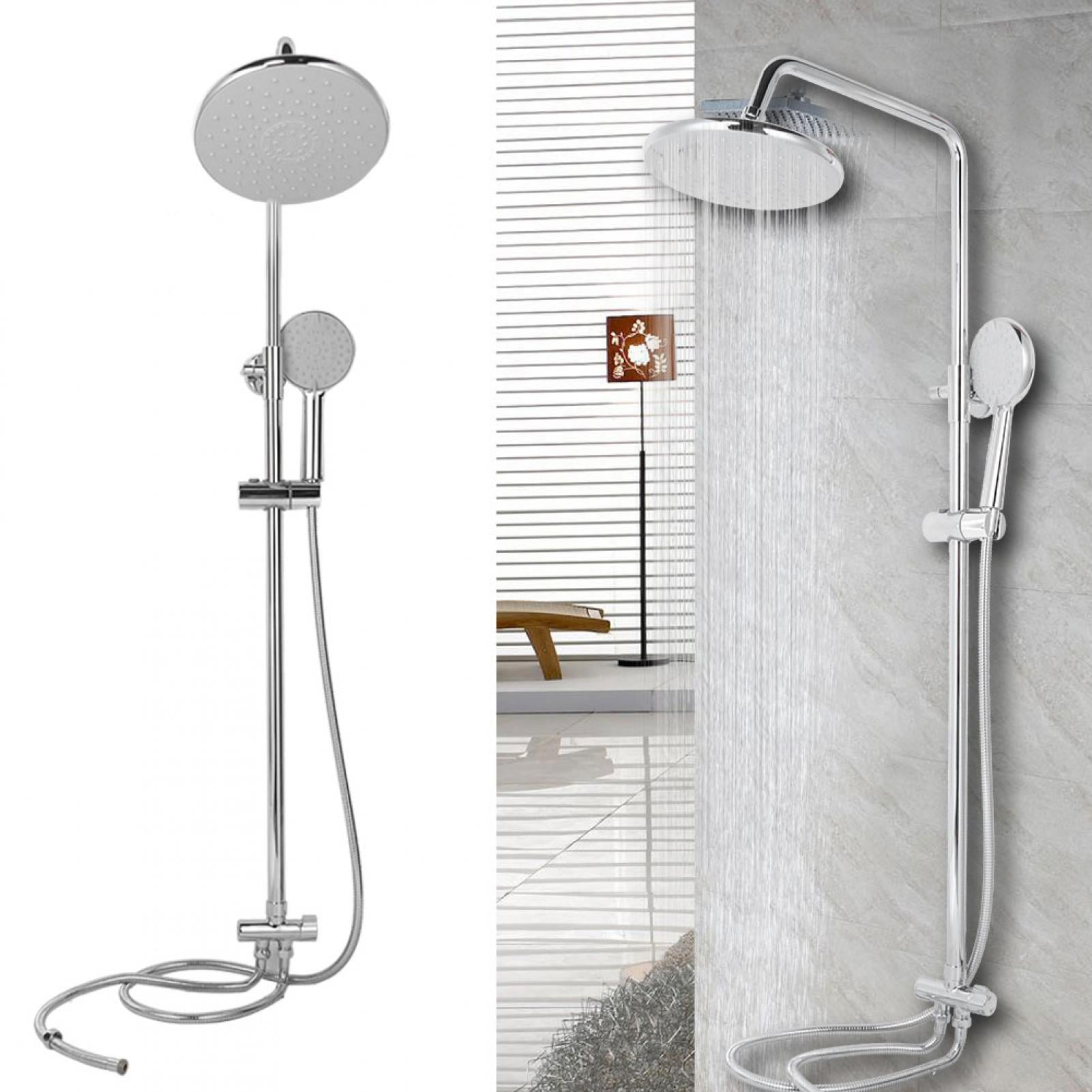Round Black Thermostatic Dual Control Twin Head Shower Mixer Ultra Thin Kit 