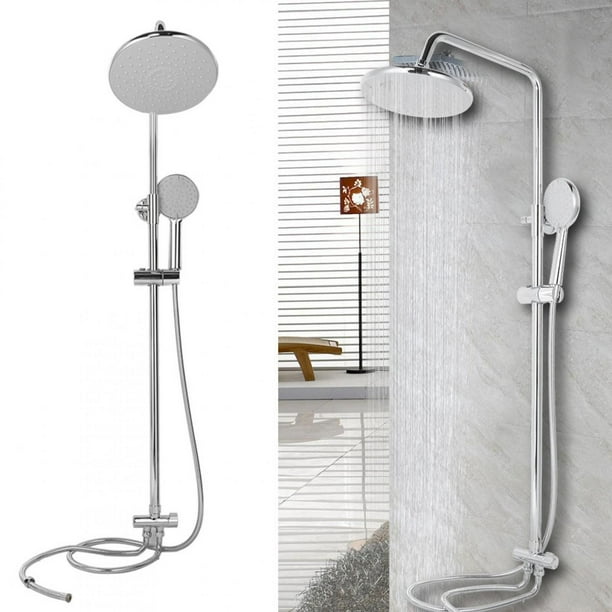 Lafgur Stainless Steel Wall Mounted Shower System Shower Riser Rail Mixer Shower Faucet 2 In 1 Dual Hand Held Shower Head Rain Shower Combo Set With Hand Showerhead And Hose For Bathroom Bathtub