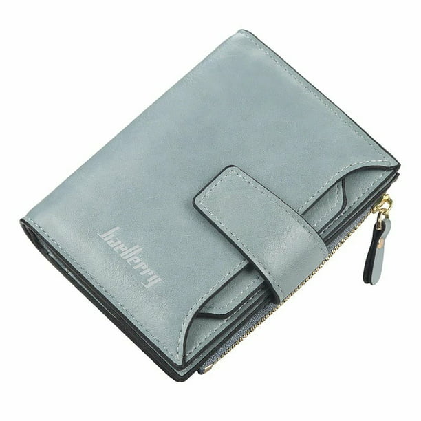 Cartera triple de cuero con bloqueo RFID para hombre y mujer | Tarjetero multifuncional con ventana para DNI y monedero | Caja de regalo para Navidad, cumpleaños y aniversarios