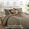 thumbnail image 4 of Ameha 3-Piece Linen Bedspread Set Ultrasonic Chevron Pattern Lightweight Quilt Camel Queen, 4 of 8