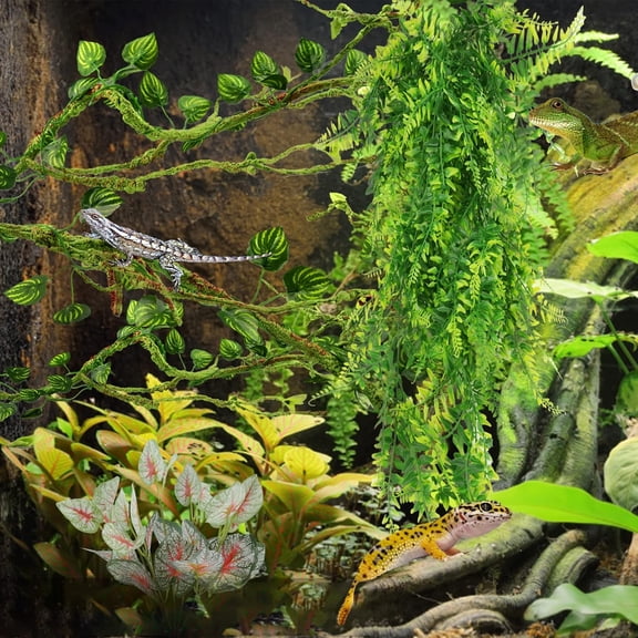 Reptile Plants, Terrarium Hanging Plant Vines Artificial Leaves Reptile Hide, Tank Accessories, Terrarium Decorations