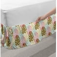 thumbnail image 2 of Leaves Bed Skirt, Tropical Theme Exotic Motifs Colorful Dotted Mosntera Leaf Pattern Artwork Print, Elastic Bedskirt Dust Ruffle Wrap Around for Bedding Decor, 4 Sizes, Multicolor, by Ambesonne, 2 of 2