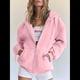 thumbnail image 5 of Sudaderas con Capucha y Cremallera para Mujer, Sudaderas Extragrandes, Conjuntos de Moda Escolar para Otoño, Chaquetas Informales, Ropa de Invierno Rosa XL, 5 of 9