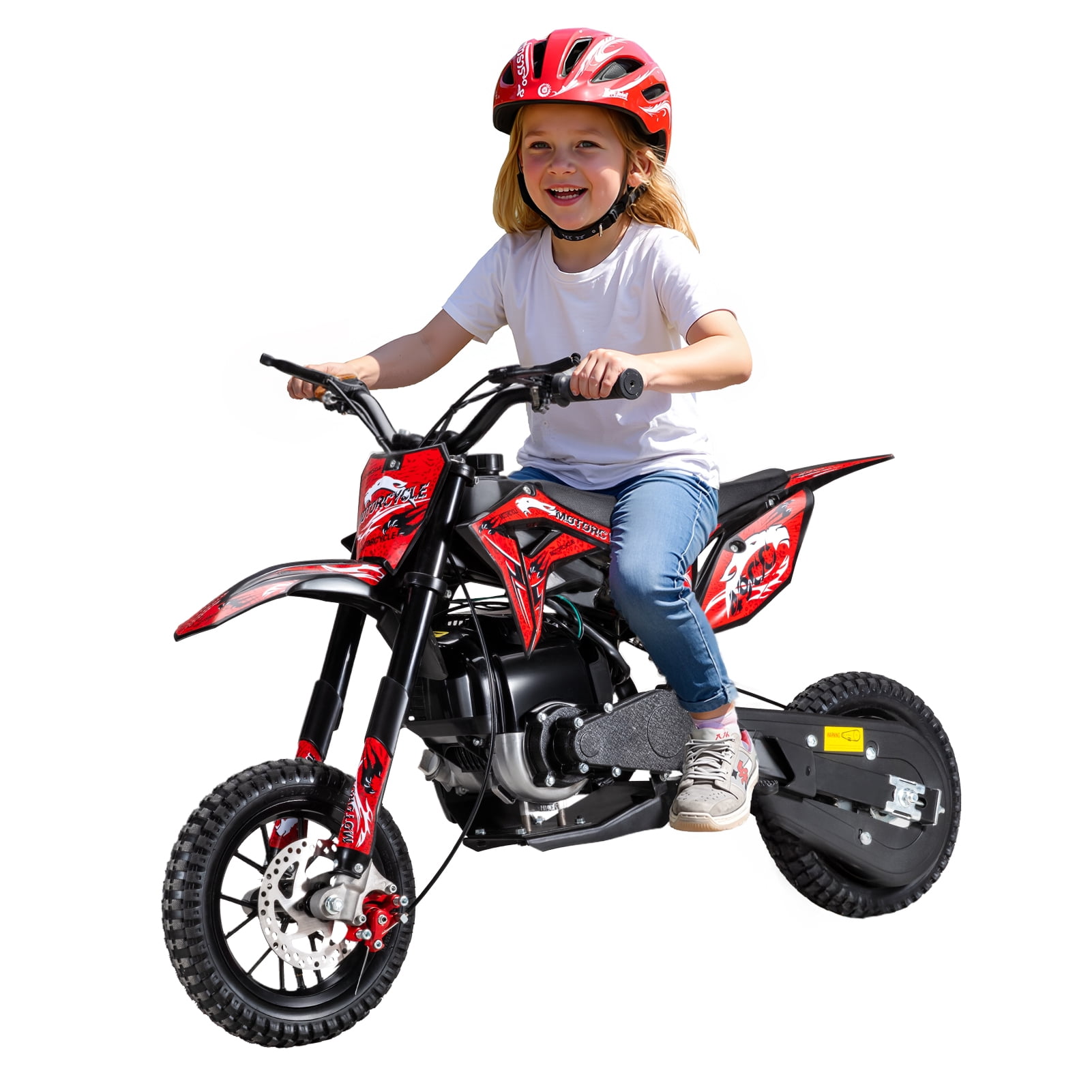 Kids Mini Dirt Bike, 40CC 4-Stroke Gas Powered Motorcycle with Off-Rode Tire, Shock Absorption, Front Rear Disc Brakes, Pocket Motorbike Up to 35KM/H Max Load 265LBS