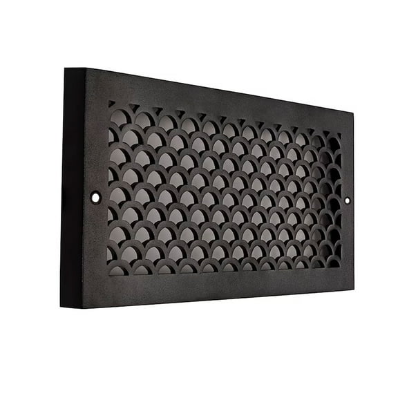 Scallop BASEBOARD 6"x12" Duct opening Solid Cast Aluminum Grill Vent Cover | Powder Coated| (Overall 8"x14")