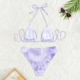 thumbnail image 7 of MIXUE Swim Suits for Women Solid Color Threaded Lace Triangle Cup Sexy Backless Bikini Sets for Women Swimwears Activewear,Blue,S, 7 of 7