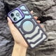 thumbnail image 3 of Funda de fibra de carbono con marco abierto para iPhone, con flujo de aire mejorado y imán. Geupday - Funda de fibra de carbono para iPhone 12, 13, 14, 15, 57 Plus, Pro Max, sin marco, magnética,, 3 of 7