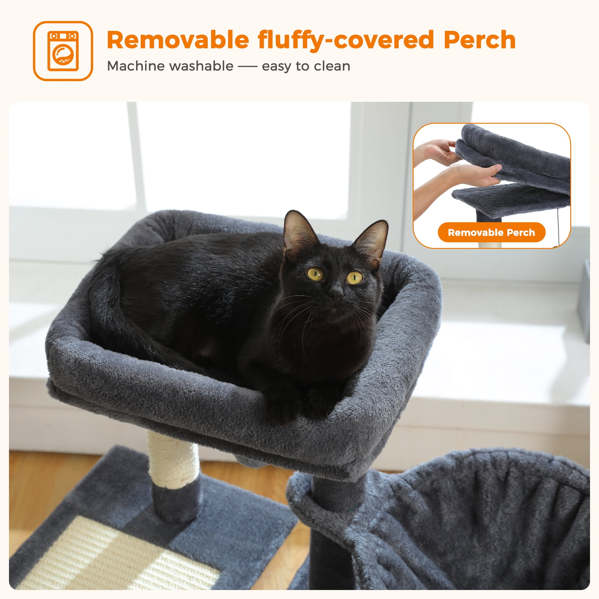 PAWZ Road 28" Small Cat Tree Tower Condo with Perch, Scratching Post for Indoor Cats, Dark Gray