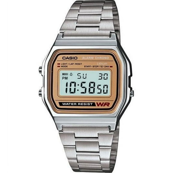 Casio A158WEA-9 Men's Metal Band Chronograph Alarm Digital Watch