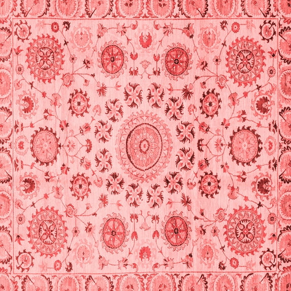 Ahgly Company Machine Washable Indoor Square Abstract Red Modern Area Rugs, 6' Square