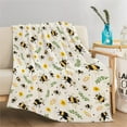 thumbnail image 3 of Bee Blanket Sunflower Floral Blanket - Plush Flannel Flower Bee Blanket for Couch Bed Sofa - 40"x50" Bee Decor for Girls Boys - Gift for Bees Lovers Floral Throw Blanket for All Seasons, 3 of 5