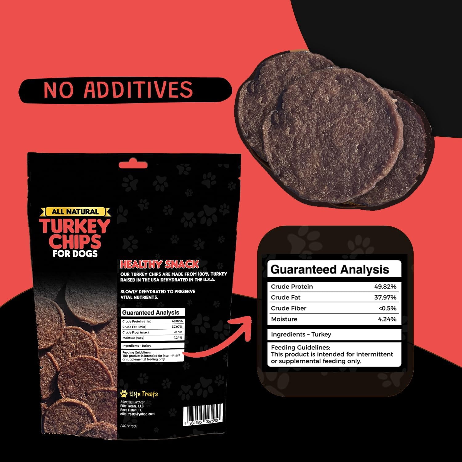 Turkey Chips for Dogs 12 oz, Dehydrated Turkey Chip Treats, All Natural, Single Ingredient, Healthy Treats, Made in USA, for Small, Medium & Large Dogs, 12 oz.