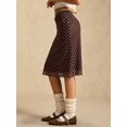 thumbnail image 6 of Coffee Brown Polka Dot Mesh Midi Skirt, Wrap Style, Casual Retro, 6 of 7