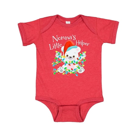 

Inktastic Nonna s Little Helper Cute Polar Bear with Christmas Lights Gift Baby Boy or Baby Girl Bodysuit