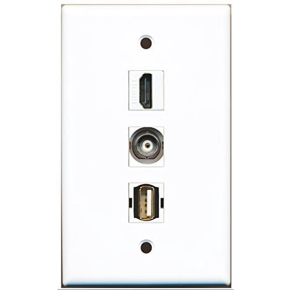 RiteAV - 1 Port HDMI and 1 Port USB A-A and 1 Port BNC Wall Plate