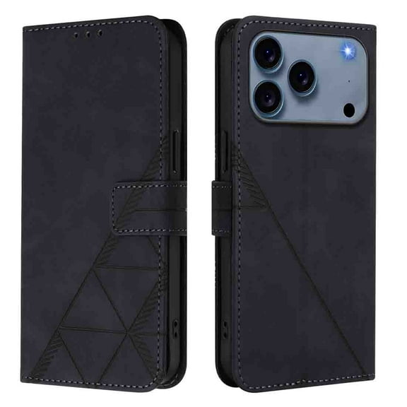 Phone Case for iPhone 17 Pro Max Wallet PU Leather Case with Card Slots Kickstand Shockproof Magnetic Flip Phone Cover, Black