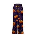 thumbnail image 5 of IYYVV Halloween Pajama Pants Women Horror Pumpkin Bats Print Drawstring Sleepwear Halloween Stretch Lounge Cute Candy Fashion Clothes Dark Purple XL, 5 of 6