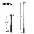 thumbnail image 2 of onn Wireless Selfie Stick with Smartphone Cradle, GoPro Mount and Bluetooth Shutter Remote, Black, 2 of 10