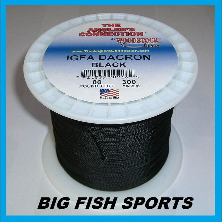 WOODSTOCK BRAIDED DACRON Fishing Line Black Color 80lb-300yd NEW! 