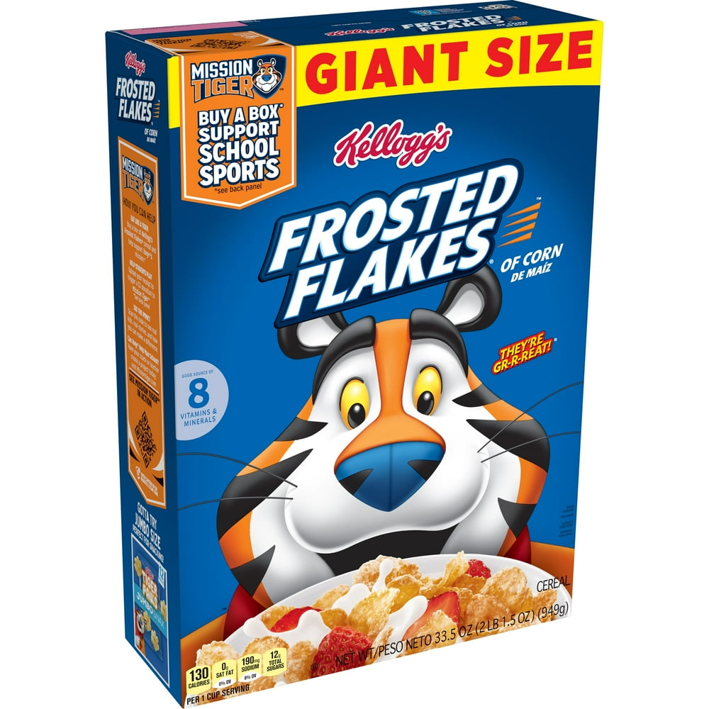 Kellogg's Frosted Flakes Breakfast Cereal, 8 Vitamins and Minerals