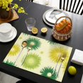 thumbnail image 3 of Green Yellow Dandelion Pattern Summer Placemats Table Placemats Set Of 6-Linen Kitchen Washable Placemats Table Mats 11.8"x17.7" Non-Slip Heat Resistant, 3 of 5
