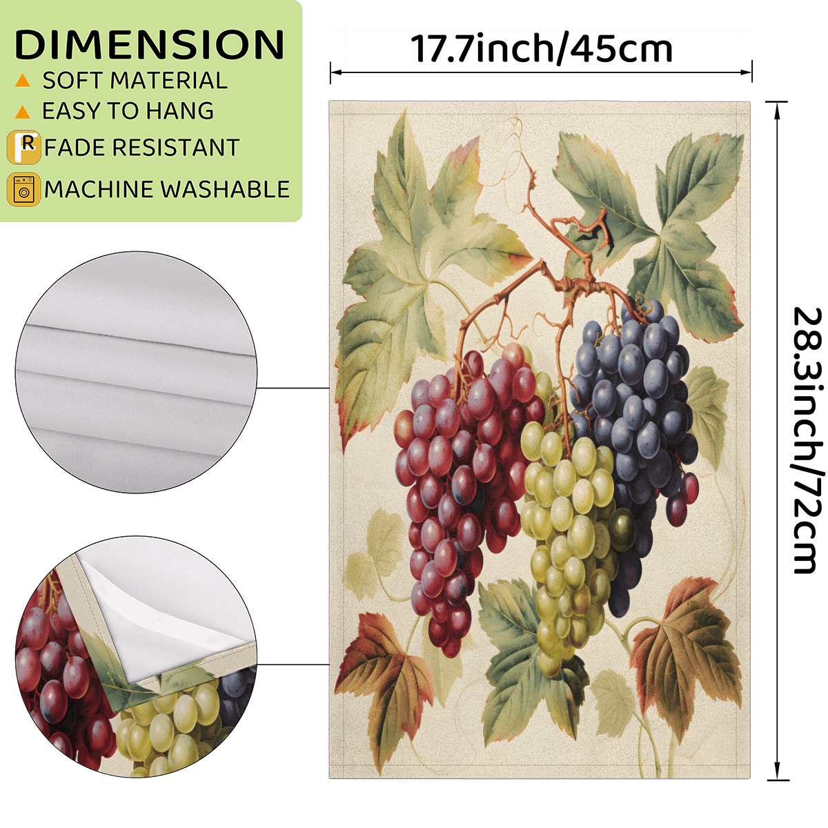 Qzaxky Colorful Grapes 2 Pack Kitchen Towels Soft and Super Absorbent Dish Towels Kitchen Tea Towels Hand Towels