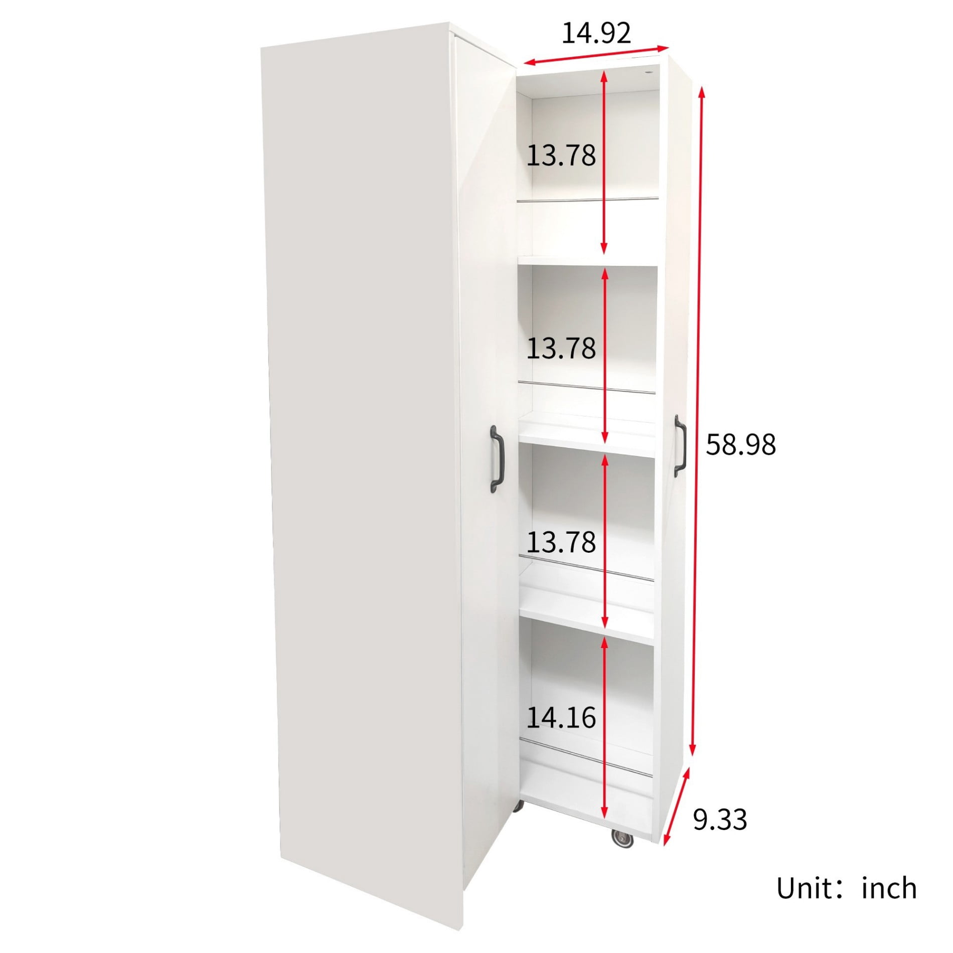 4 Tier Bookcase with Pull-Out Shelves, Sliding Storage Cabinet with 2 Hidden Doors, Floor Standing Wooden Bookshelf Organizer for Office, Bedroom, Living Room, Space Saving, White