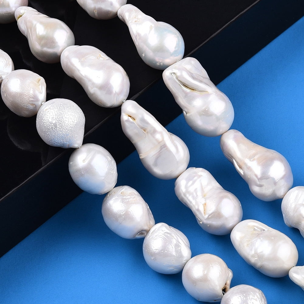 1Strand Natural Baroque Pearl Keshi Pearl Beads Strands Cultured Freshwater Pearl Seashell Color 13~35x12~16.5x12~16mm Hole: 0.7mm about 15~26pcs/strand 15.75 inch~16.54 inch(40cm~42cm)