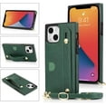 thumbnail image 4 of Case for Apple iPhone 14 with Card Slot Holder, Removable Adjustable Shoulder Strap Lanyard Crossbody Neck Purse Phone Case for iPhone 14 KB Green, 4 of 13