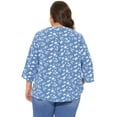 thumbnail image 4 of DARING DIVA Women's Plus 3/4 Sleeve V Neck Chiffon Work Blouse 1X Blue, 4 of 6