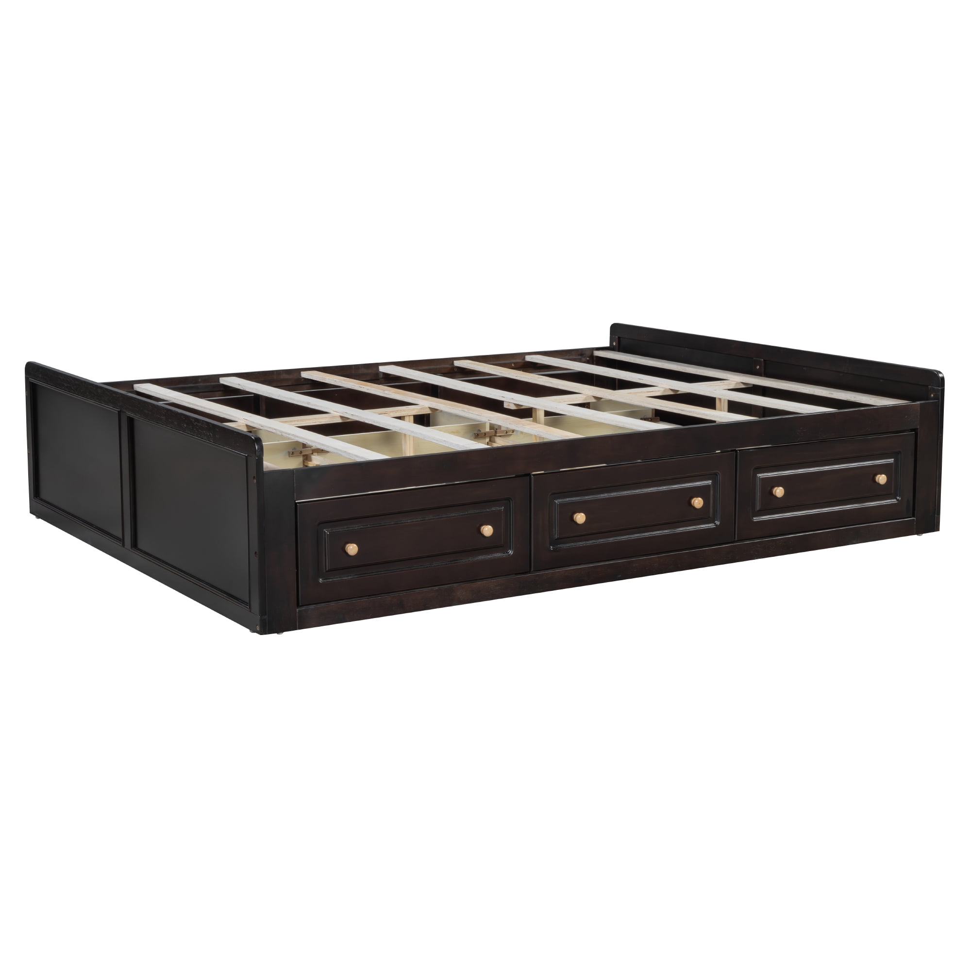 Euroco Wood Queen Size Platform Bed with 6 Drawers for Living Room, Espresso