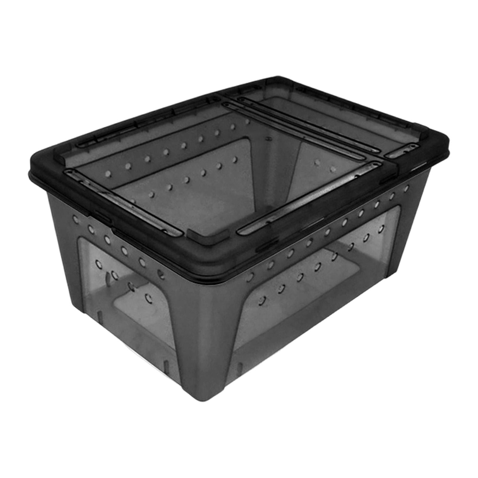 Fzaqwen Reptile Terrarium Enclosure Double Opening Turtle Habitat Sturdy Reptile Breeding Box Container for Terrapin Amphibians Snake Black